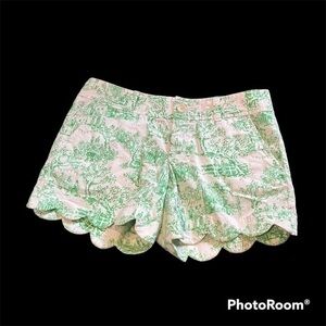 Lilly Pulitzer green and white scalloped shorts